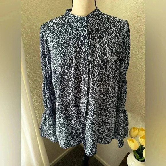 Michael Kors Mini Ikat-Print Crepe Blouse - Picture 2 of 8